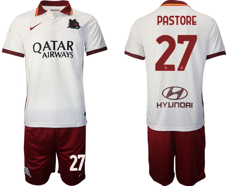 Men 2020-2021 Club Rome away white #27 Nike Soccer Jersey